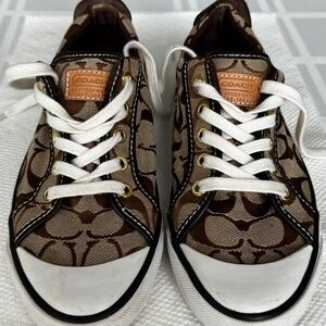 Stylish Coach Brown and White Sneakers